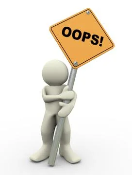 3d man holding oops sign Stock Illustration
