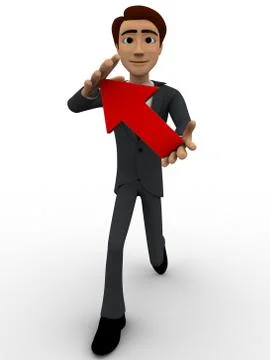 3d man holding red arrow in hand concept Stock Illustration