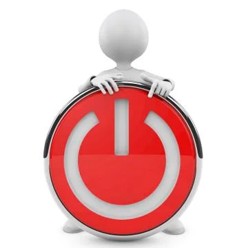 3d man holding  a red button on and off Stock Illustration