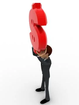 3d man holding red dollar sign in hand concept Stock Illustration