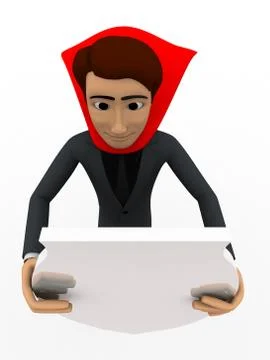 3d man holding shield in hand concept Stock Illustration