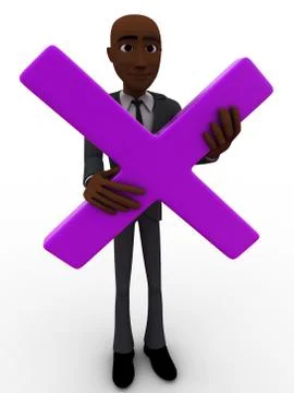 3d man holding x mark in hand concept Stock Illustration