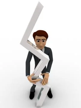 3d man holding zigzag line concept Stock Illustration