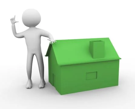 3d man with house Stock Illustration