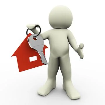 3d man with house keychain Stock Illustration
