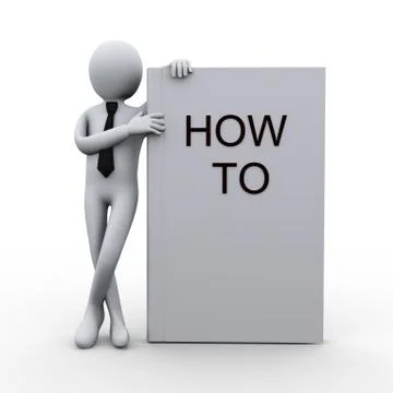 3d man with how to book Stock Illustration