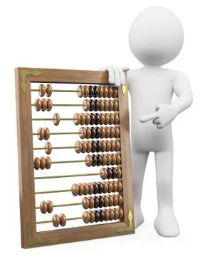 3d man with a huge abacus Stock Illustration