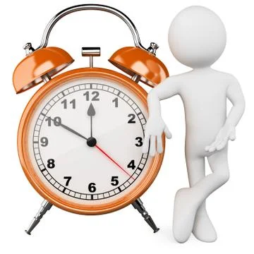 3d man with a huge alarm clock Stock Illustration