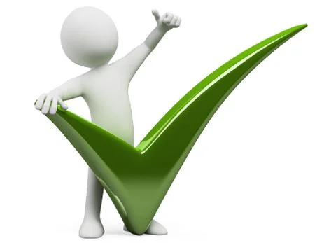 3d man with a huge tick and thumb up Stock Illustration