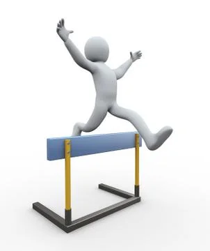 3d man hurdle jump Stock Illustration