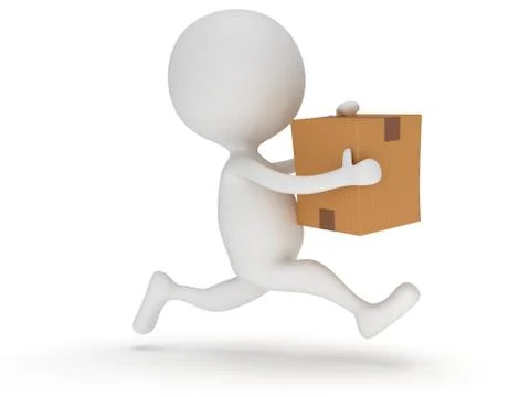 3d man icon running with a box in his hand Stock Illustration