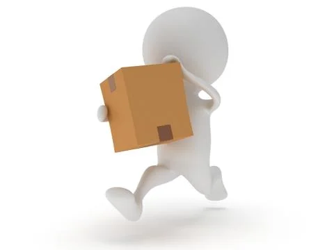 3d man icon running with a box in his hand Stock Illustration