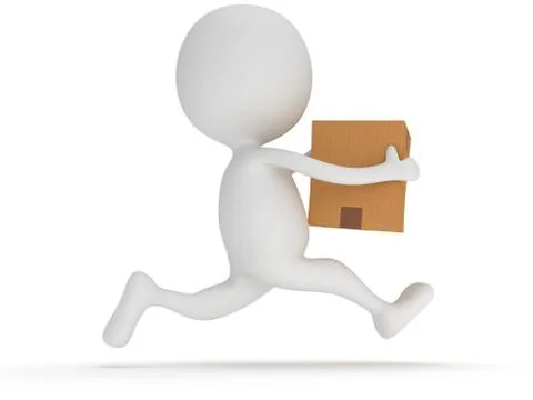 3d man icon running with a box in his hand Stock Illustration