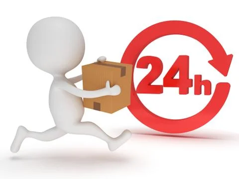 3d man icon running with a box in his hand Stock Illustration