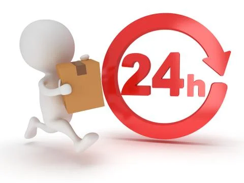 3d man icon running with a box in his hand Stock Illustration