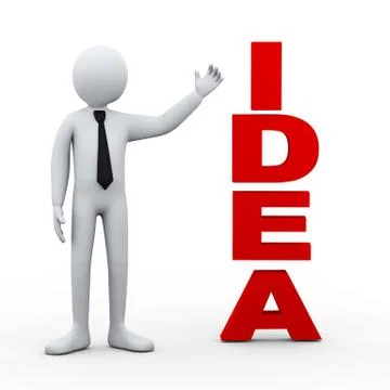 3d man idea word presentation Stock Illustration