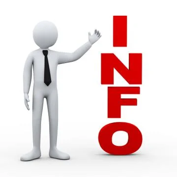 3d man info word presentation Stock Illustration