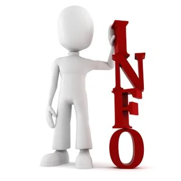 3d man, with information text, on white background Illustrazione stock