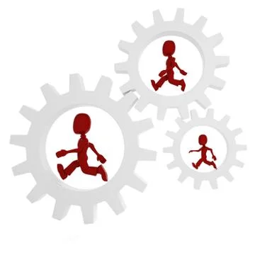 3d man inside a gear wheel Stock Illustration