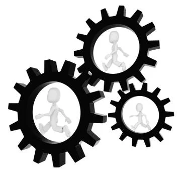 3d man inside a gear wheel Stock Illustration