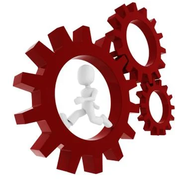 3d man inside a gear wheel Stock Illustration