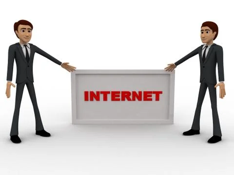 3d man with internet board concept Stock Illustration