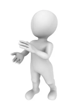 3d man isolated on white background applauds. Stock Illustration