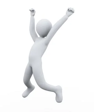 3d man joy jumping Stock Illustration