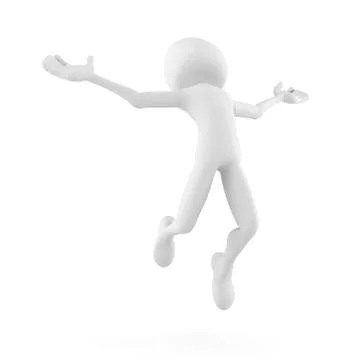 3d man jumping becouse he is so happy! - isolated on white Stock Illustration