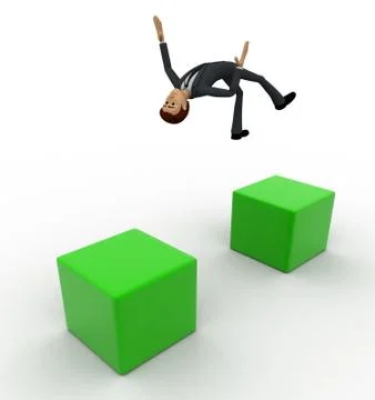 3d man jumping gap concept Stock Illustration