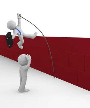 3d man jumping over the obstacle Illustrazione stock