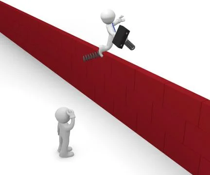3d man jumping over the obstacle Stock Illustration