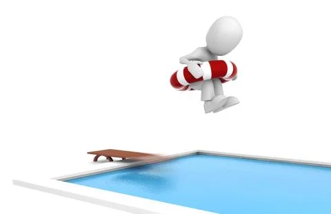 3d man jumping in a swiming pool Stock Illustration