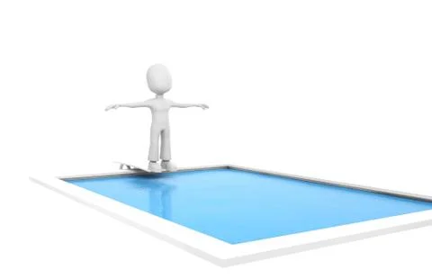 3d man jumping in a swiming pool Stock Illustration