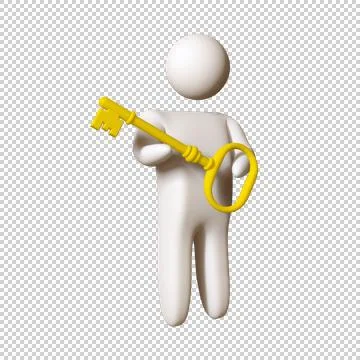 3D man with a key Stock Illustration