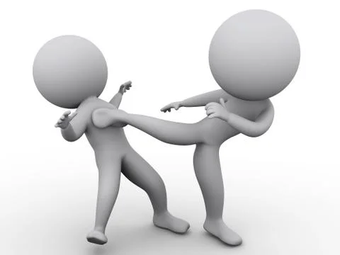 3d man kicking Stock Illustration