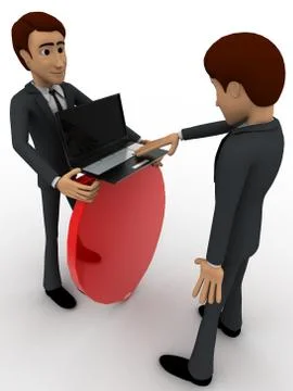 3d man with laptop and shield for security concept Stock Illustration