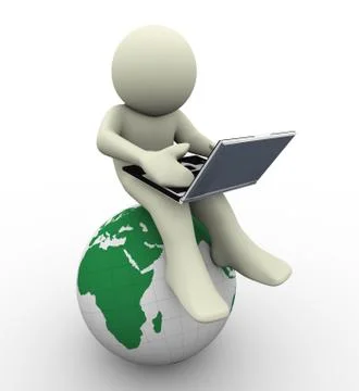 3d man with laptop Stock Illustration