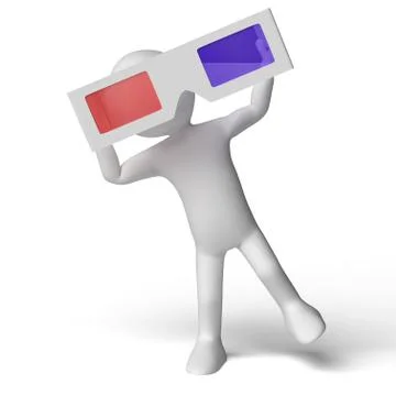 3d man with large 3d glasses Stock Illustration