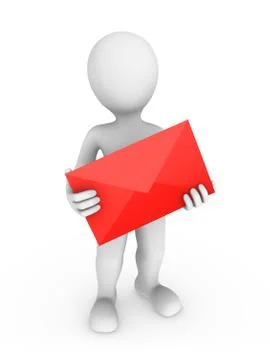 3d man with letter in hands. 3d rendered illustration. Stock Illustration