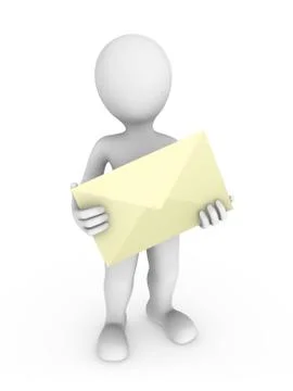 3d man with letter in hands. Stock Illustration