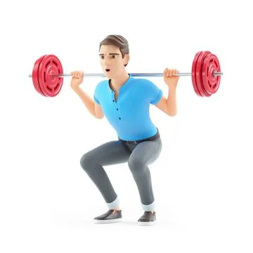 3d man lifting barbell Stock Illustration