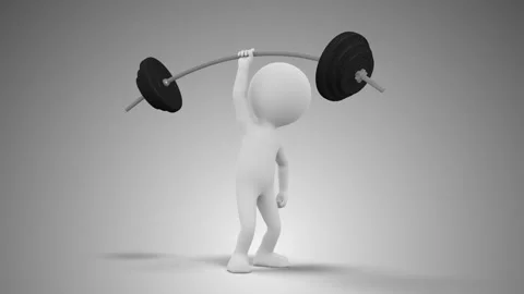 3D Man Lifting Weight In One Hand in a Loop Stock Footage 249613764