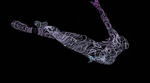 3D man of lines on black background. Design. 3D model of person made of tangled Stock Illustration