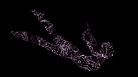3D man of lines on black background. Design. 3D model of person made of tangled Stock Illustration