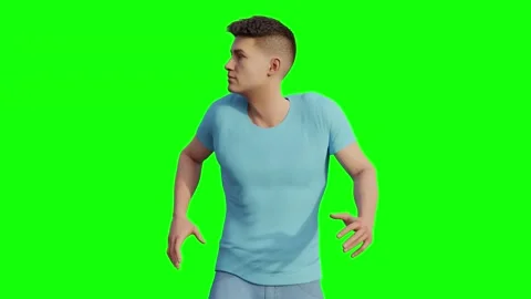 A 3d man looking around. 3d animation of a man on a green background Stock Footage 277222727