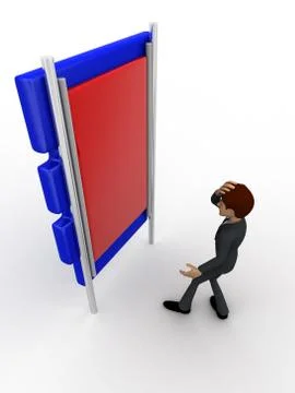 3d man looking at big board concept Stock Illustration
