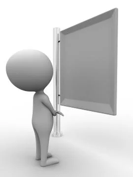 3d man looking forward a billboard concept Stock Illustration