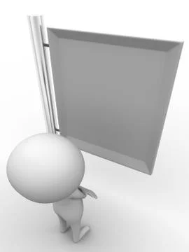 3d man looking forward a billboard concept Stock Illustration