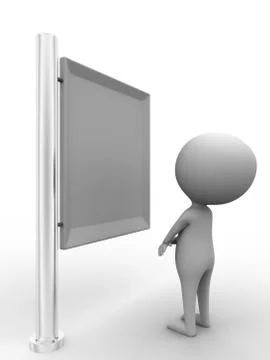 3d man looking forward a billboard concept Stock Illustration